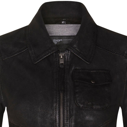 Womens Leather MA-1 Varsity Jacket-Ann Arbor