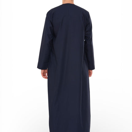 Men's Eid Navy Blue Moroccan Jubba Robe Djellaba Ramadan Eid Thobe - HM11