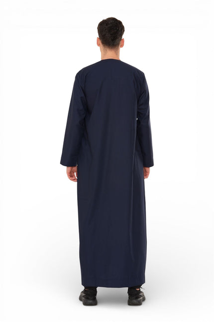 Men's Eid Navy Blue Moroccan Jubba Robe Djellaba Ramadan Eid Thobe - HM11