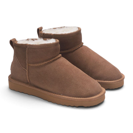 Women's Chestnut Tan Genuine Sheepskin Real Fur Winter Ankle Boots - Sable