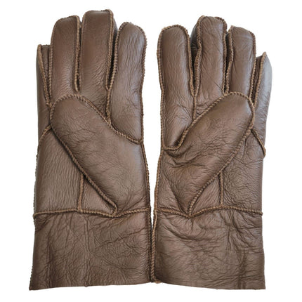Infinity Leather Unisex Brown Sheepskin Leather Gloves with Roll Up/Down Cuff