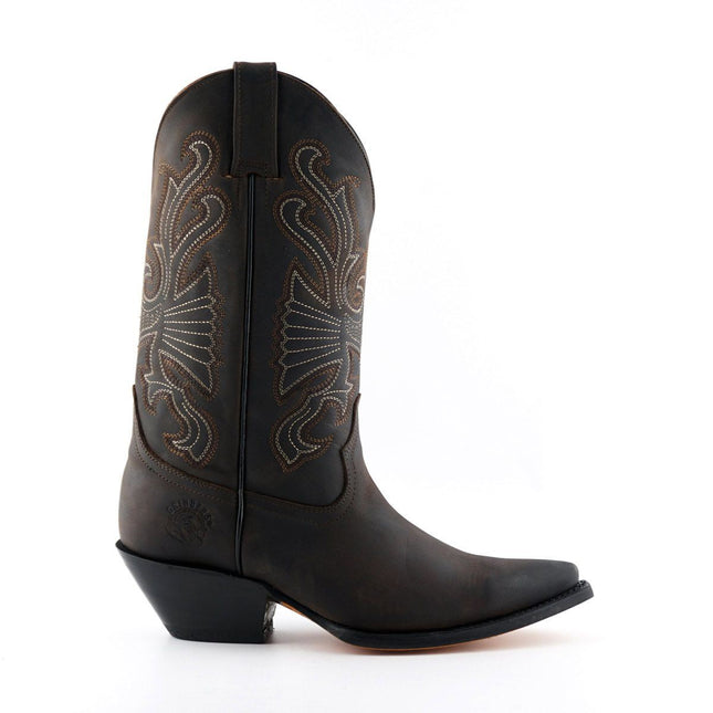 Grinders Brown Leather Western Cowboy Boots - Buffalo