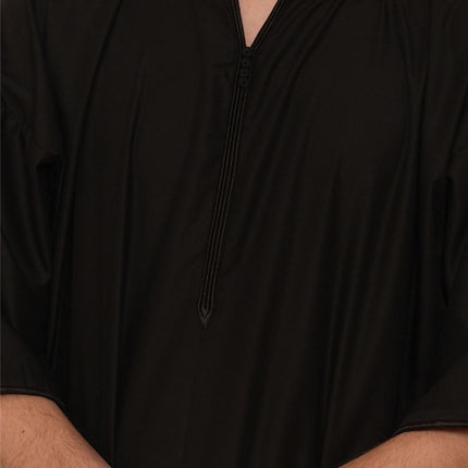 Men's Ramadan Black Moroccan Gandoura Thobe Robe Djellaba Eid Jubba- TT-006
