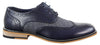 Mens Classic Oxford Tweed Brogue Shoes In Navy Leather