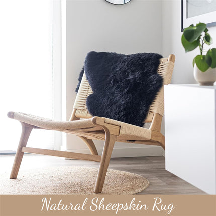 Genuine Sheepskin Black Double Natural Fluffy Silky Soft Real Wool Rug