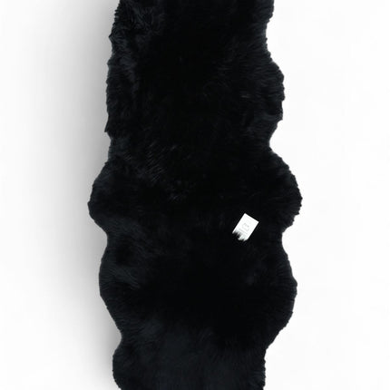 Genuine Sheepskin Black Double Natural Fluffy Silky Soft Real Wool Rug