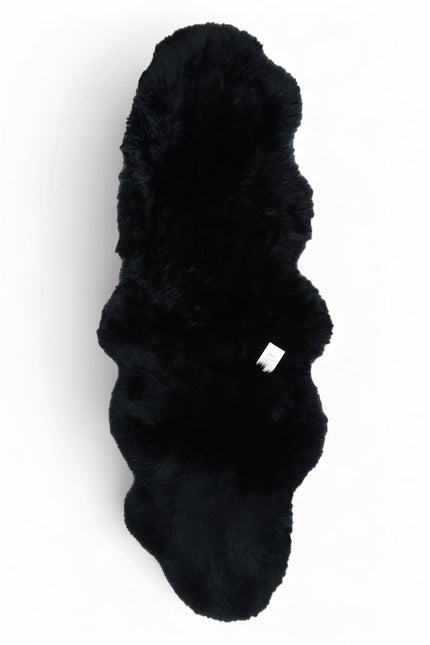 Genuine Sheepskin Black Double Natural Fluffy Silky Soft Real Wool Rug