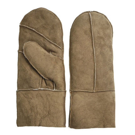 Infinity Leather Womens Tan Genuine Real Sheepskin Suede Mittens Warm Gloves