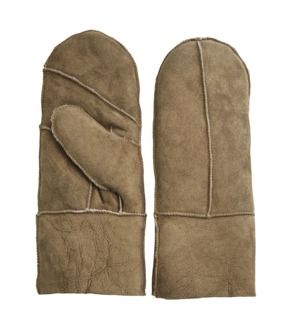 Infinity Leather Womens Tan Genuine Real Sheepskin Suede Mittens Warm Gloves