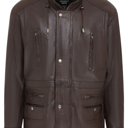 Mens Soft Italian Leather Parka Coat-Winnipeg