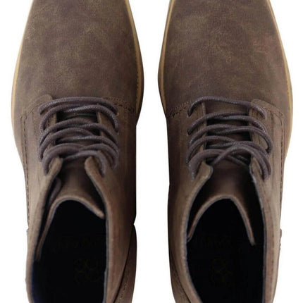Mens Matt Brown Suede Lace Up Ankle Boots