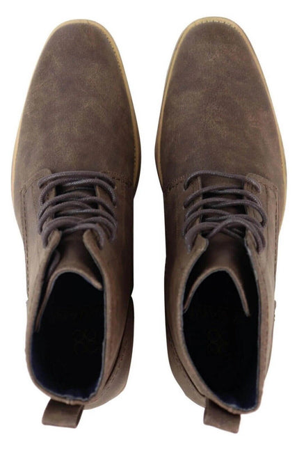 Mens Matt Brown Suede Lace Up Ankle Boots