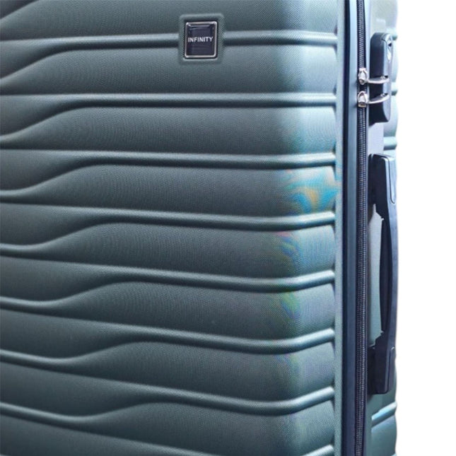 Hardshell Green Suitcase Set Robust 8 Wheel Luggage Cabin Case Bag