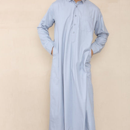 Mens Blue Thobe Jubba Saudi Ramadan Eid Islamic Kaftan Kaudara Arabic Jubbah