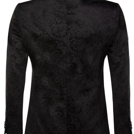 Mens Black Velvet Paisley Blazer Dinner Jacket