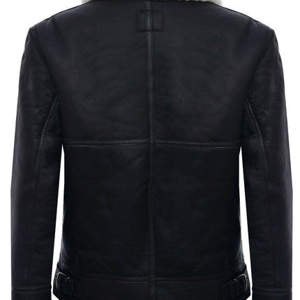 Mens B3 WW2 Leather Sheepskin Aviator Flying Jacket-Charleston