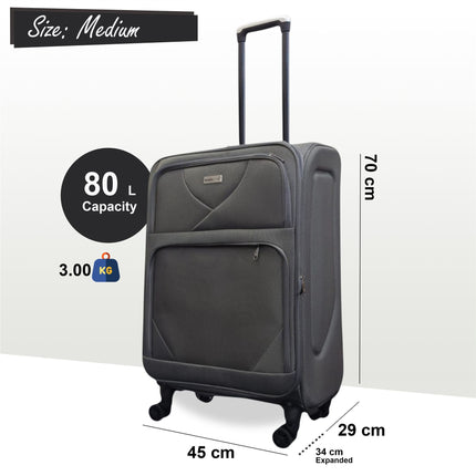 Soft Shell Lightweight Nylon Suitcase Set 4 Wheel Travel Case Holiday Bags