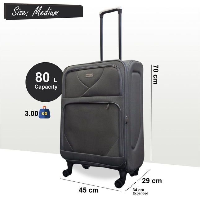 Soft Shell Lightweight Nylon Suitcase Set 4 Wheel Travel Case Holiday Bags