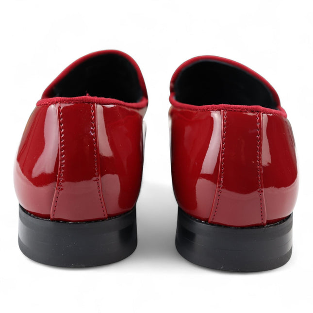 Men’s Smart Red Loafers Leather Lined Velvet Slip-On Shoes
