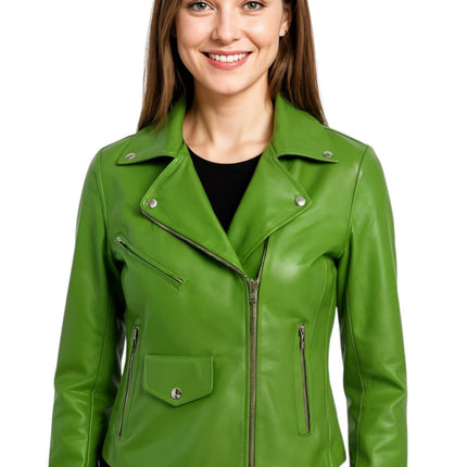 Women's Classic Brando Biker Leather Jacket - Broome