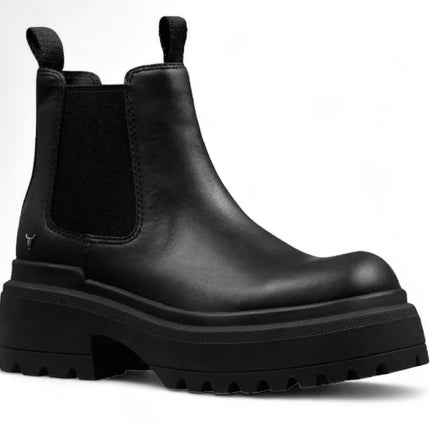 Windsorsmith Womens Black Chunky Leather Platform Chelsea Boots - Dopamine