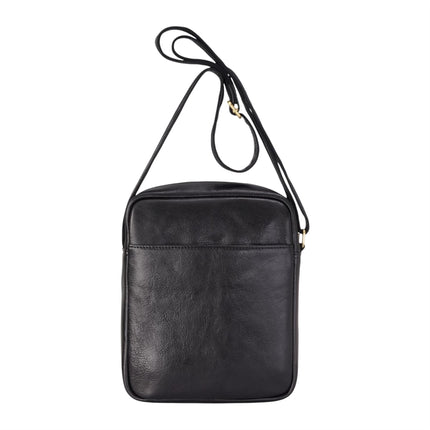 Genuine Leather Black Vintage Crossbody Messenger Travel Bag - Ashby