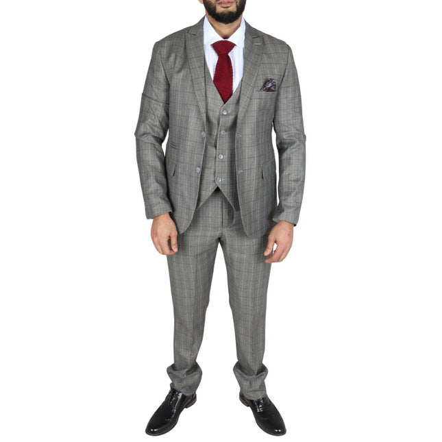 Mens IM2 Classic Plain Grey 3 Piece Suit