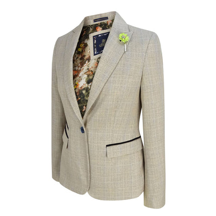 Women's Tweed Herringbone Cream Jacket Peaky Blinders