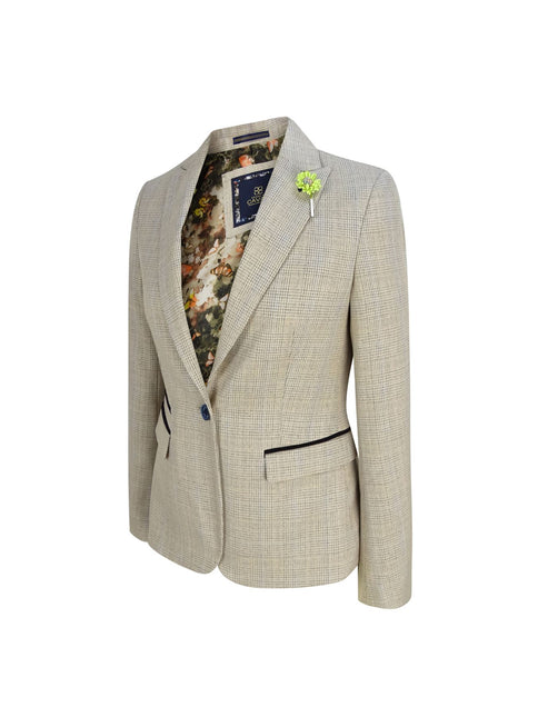 Women's Tweed Herringbone Cream Jacket Peaky Blinders