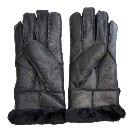 Infinity Leather Mens Black Luxury Sheepskin Leather Gloves With Buckle