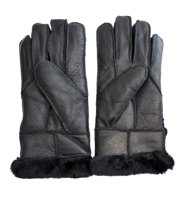 Infinity Leather Mens Black Luxury Sheepskin Leather Gloves With Buckle