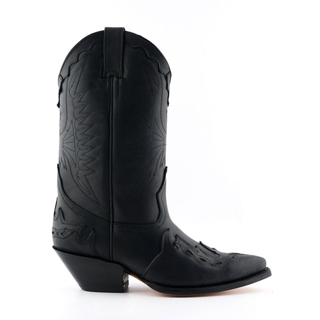Grinders Unisex Black Leather Cowboy Boots-Arizona Hi