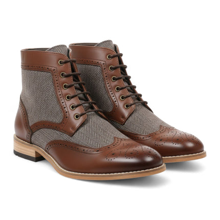 Men's Brown Wingtip Brogue Ankle Dress Chukka Boots