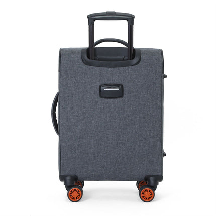 Soft Shell Linen Cabin Suitcase 56x37x24cm 8 Wheel Hand Luggage