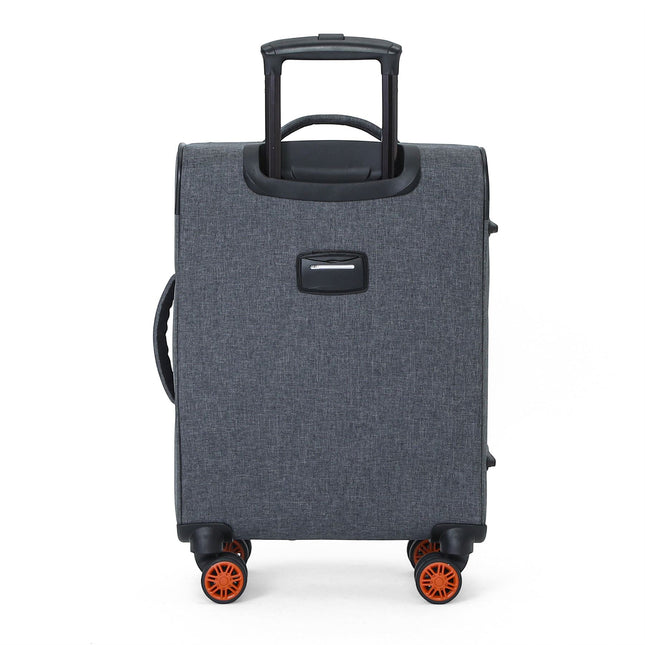 Soft Shell Linen Cabin Suitcase 56x37x24cm 8 Wheel Hand Luggage
