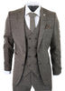 Mens Oak Brown Wool 3 Piece Suit Double Breasted Waistcoat Tweed Peaky Blinders 1920s