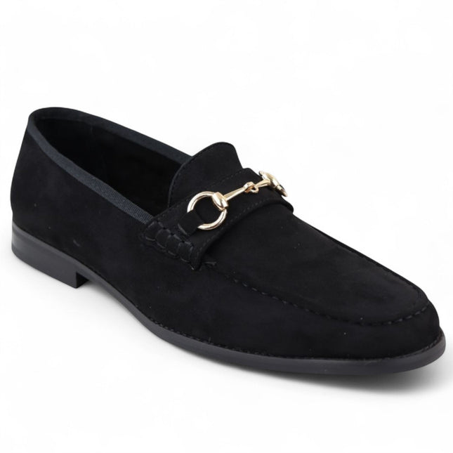 Men's Black Suede Moccasin Leather Lined Loafers