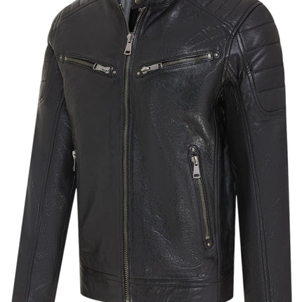 Men's Modern Classic Leather Quilted Biker Jacket - Derry