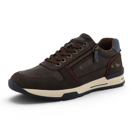 Mustang Men's Brown Faux Leather Trainer Sneaker Shoes - M0281006
