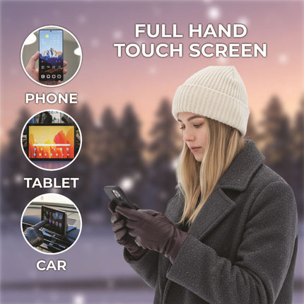 Womens Purple Italian Leather Winter Stitch Line Design Soft Wool Lining Gloves - L-GLV-301