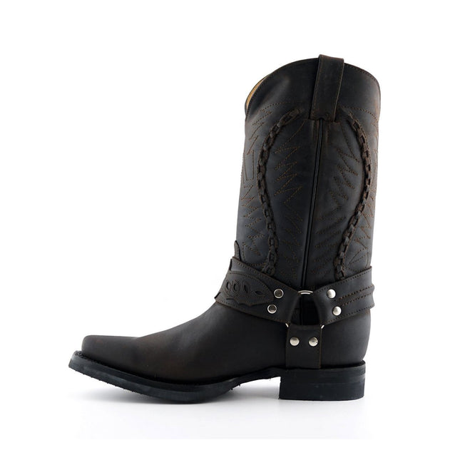Grinders Mens Brown Leather Cowboy Boot - Galveston