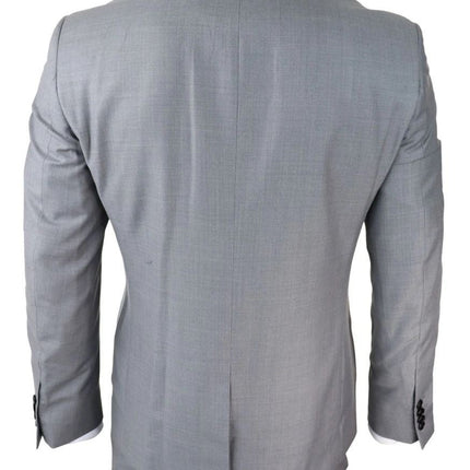 Mens 3 Piece Light Grey Classic Stitch Retro Suit