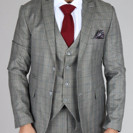 Mens IM2 Classic Plain Grey 3 Piece Suit