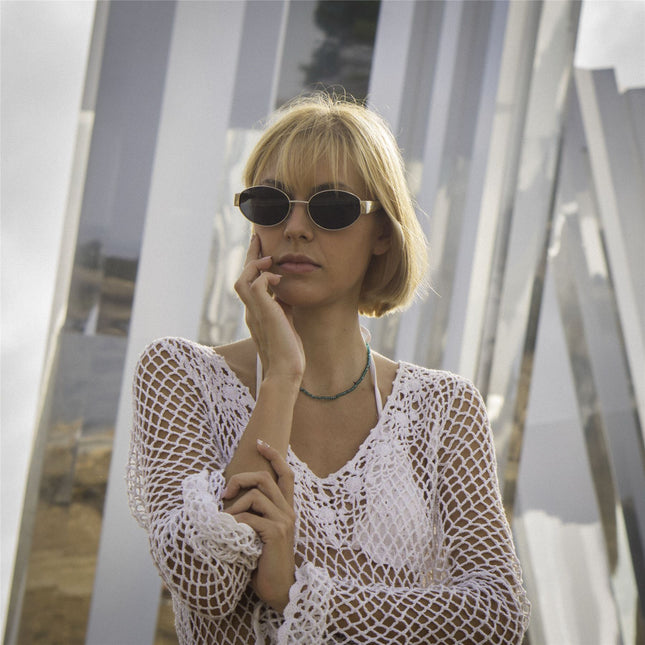 De-Gamme Gold Oval Polarized UV Protection Sunglasses - Monaco
