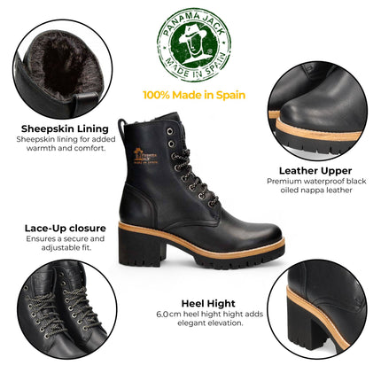 Panama Jacks Women's Black Leather Padma B11 Ankle Boots