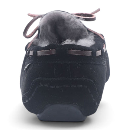 Women's Black Genuine Sheepskin Moccasin Winter Slippers - Aspen