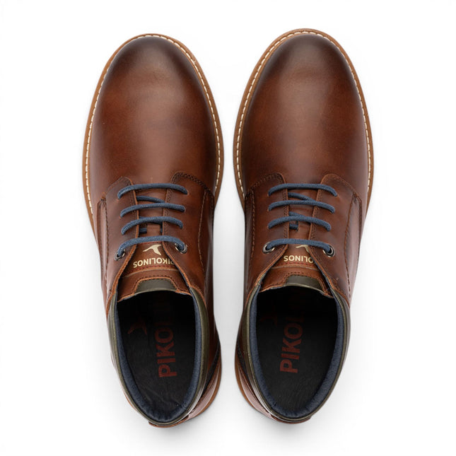Pikolinos Men's Brown Leather Lace-Up Ankle Smart Boots - Berna