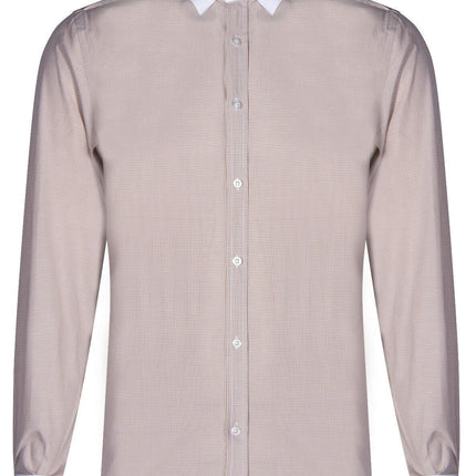 Mens Club Collar Beige Shirt 1920s Peaky Blinders With Bar Poplin Pin Smart