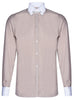 Mens Club Collar Beige Shirt 1920s Peaky Blinders With Bar Poplin Pin Smart