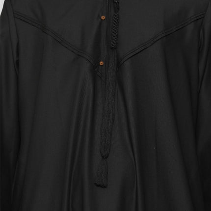 Men's Eid Black Moroccan Jubba Robe Djellaba Ramadan Eid Thobe - HM11